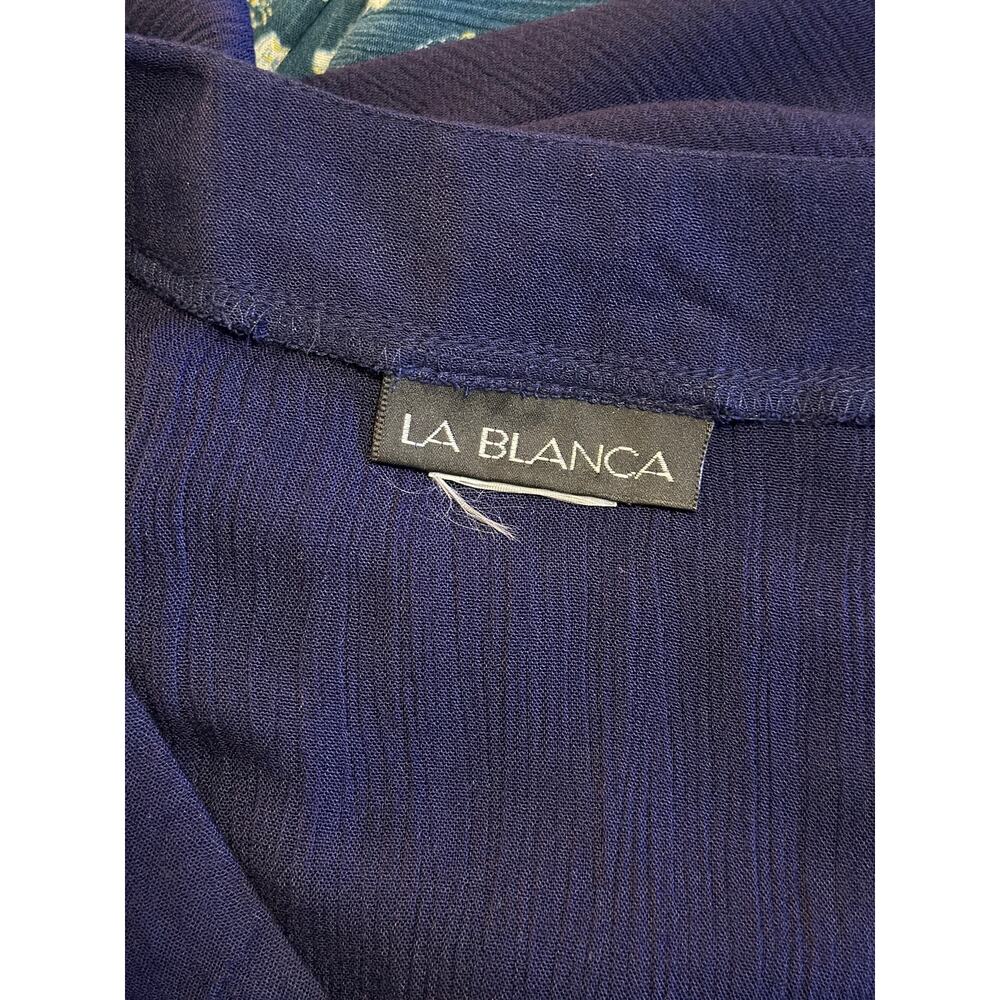 La Blanca Women’s Medium Navy Blue Capri Lace-up Swimwear Caftan Dress Cover-Up - Picture 6 of 6